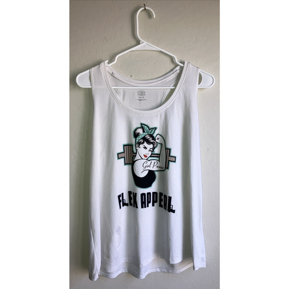 Flex Appeal Athletic Tank Top Gym Women’s Size Large 12/14 Graphic Girl Power - Picture 2 of 11